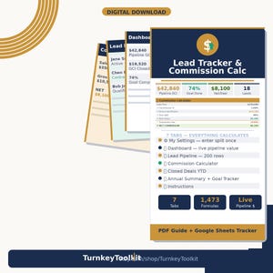 Agent Lead Tracker | Commission Calculator | Pipeline Tracker | GCI Goal | Realtor Google Sheets