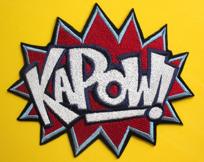 Large Embroidered KAPOW Iron On Patch Applique Crafts and Decor Super Hero Patch
