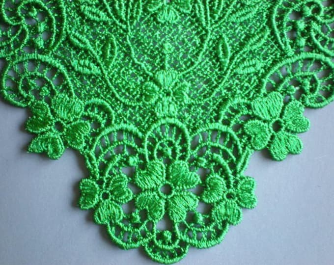 Lace Collar Neckline or Jewelry Patricks Day Kelly Green Embroidered Irish Lace Applique St
