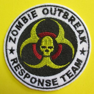 Embroidered 4 Inch Zombie Outbreak Response Team Badge, Zombie Applique Patch, Zombies, Iron On or Sew On, Gothic, Biker Patch