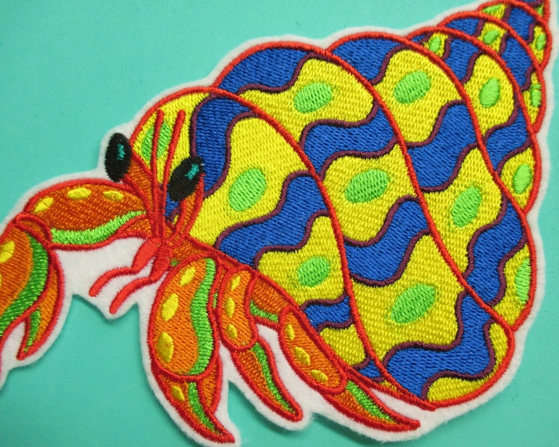 Large Embroidered Caribbean Creature the Hermit Crab Applique Etsy