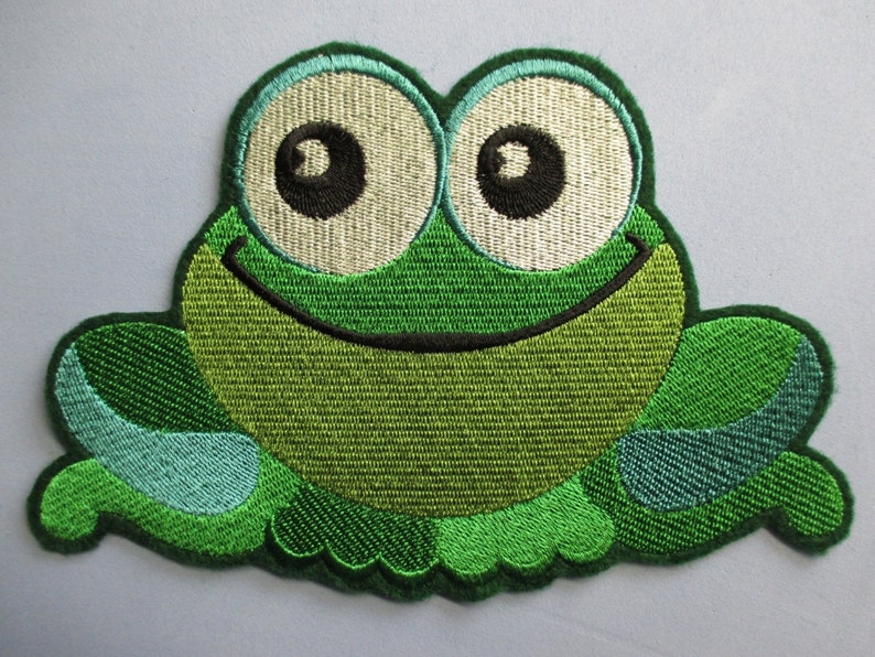 Jumbo embroidered wide eyed frog applique patch frog patch  etsy Jumbo embroidered wide eyed frog applique patch frog patch  etsy