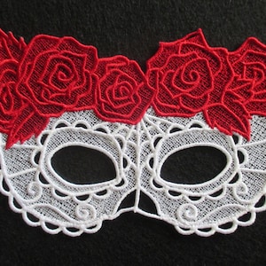 Large Adult Size Embroidered Lace Day of the Dead Mask, Halloween, Mardi Gras, Costume Ball Mask, Gothic