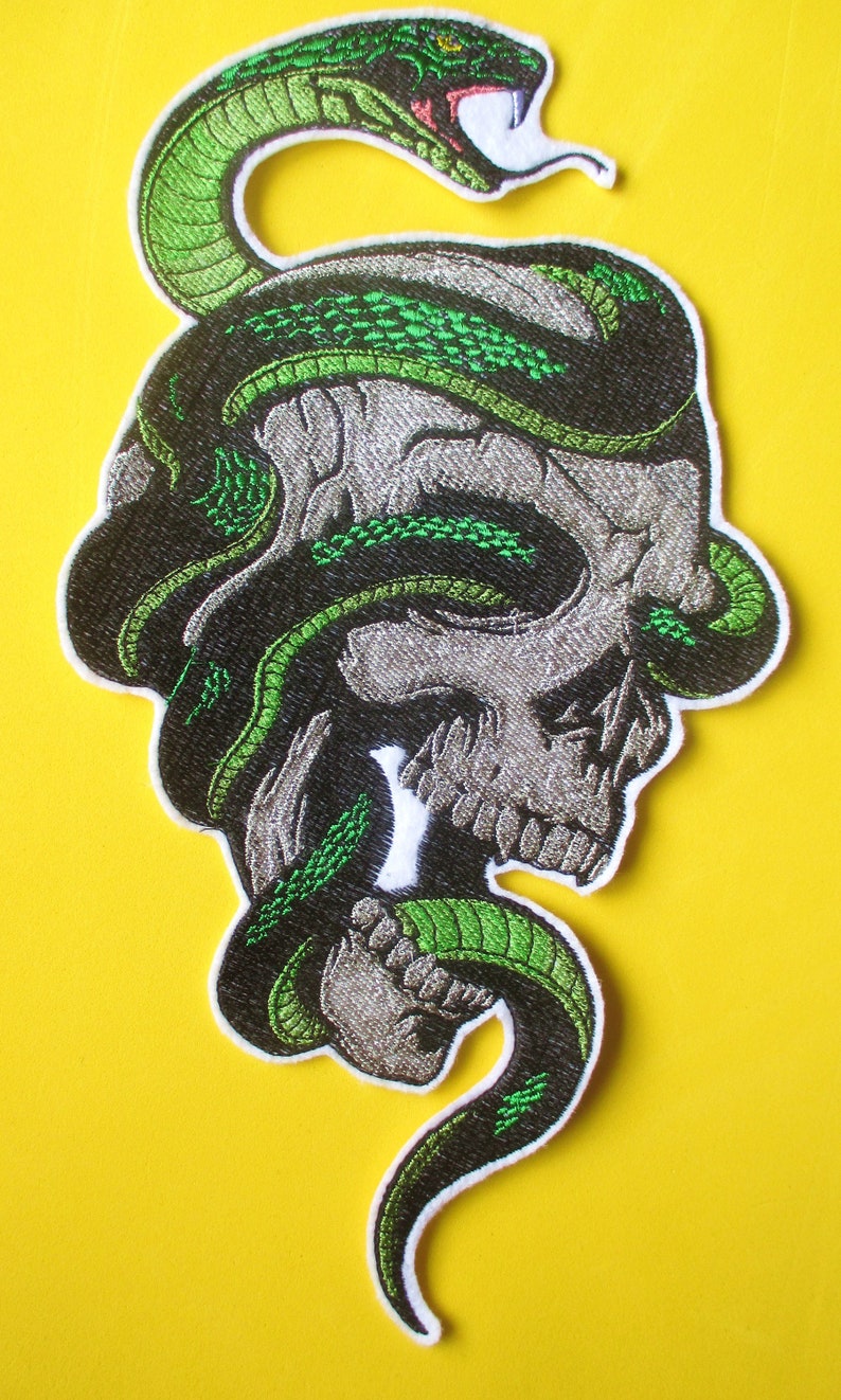 Jumbo Brodé Crâne Et Serpent Applique Patch Patch Militaire Etsy