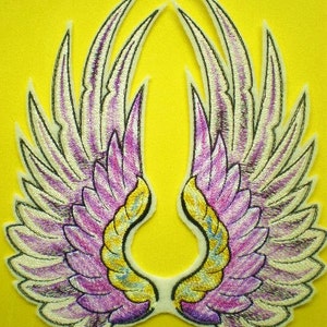 Large Embroidered Angel Wings, Fairy Wings, Wings, Iron On Applique Patch, Heavenly Patch image 1