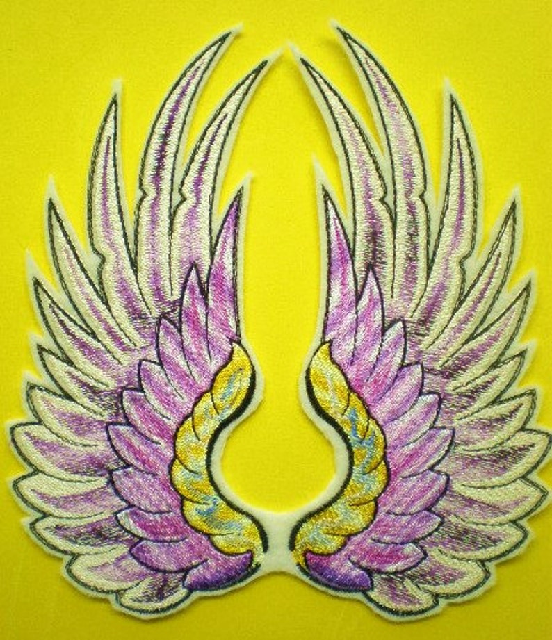 Large Embroidered Angel Wings, Fairy Wings, Wings, Iron On Applique Patch, Heavenly Patch image 1