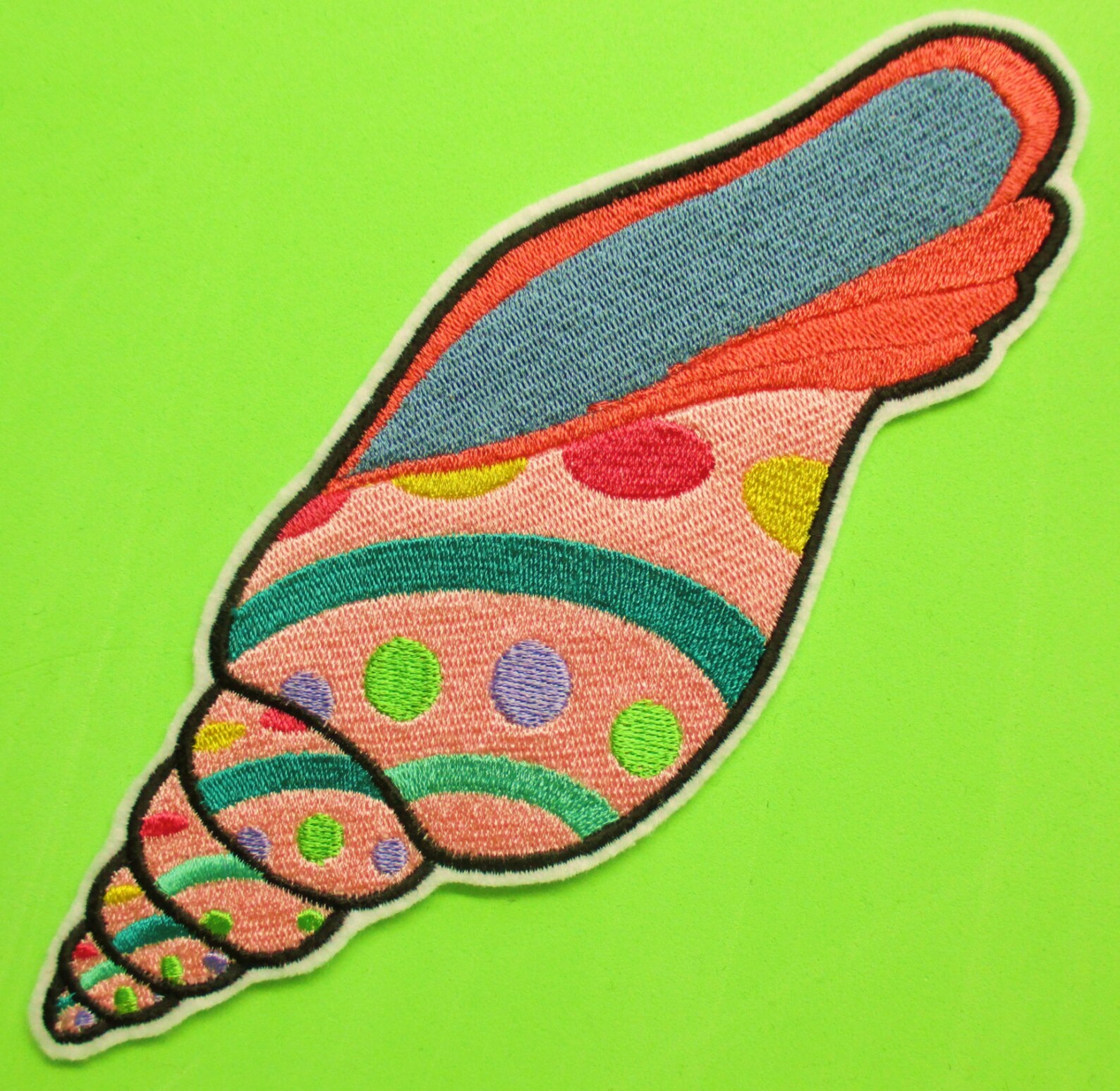 Large Caribbean Style Seashell Applique Patch Colorful Etsy