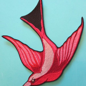 Large Embroidered Tula Pink Swooping Swallow Applique Patch from the Birds and the Bees Collection of Tula Pink  Iron On or Sew On