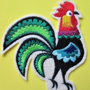 Pair of Embroidered Rooster Applique Patch, Country Rooster, Brightly Colored, Iron On or Sew On, Denim, Quilts, Home Decor, Table Linens