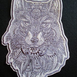 Extra Large Embroidered Wolf Applique Patch, Iron On or Sew On, Jacket Back Patch, Biker Patch,  Home Decor and Crafts, Wolf