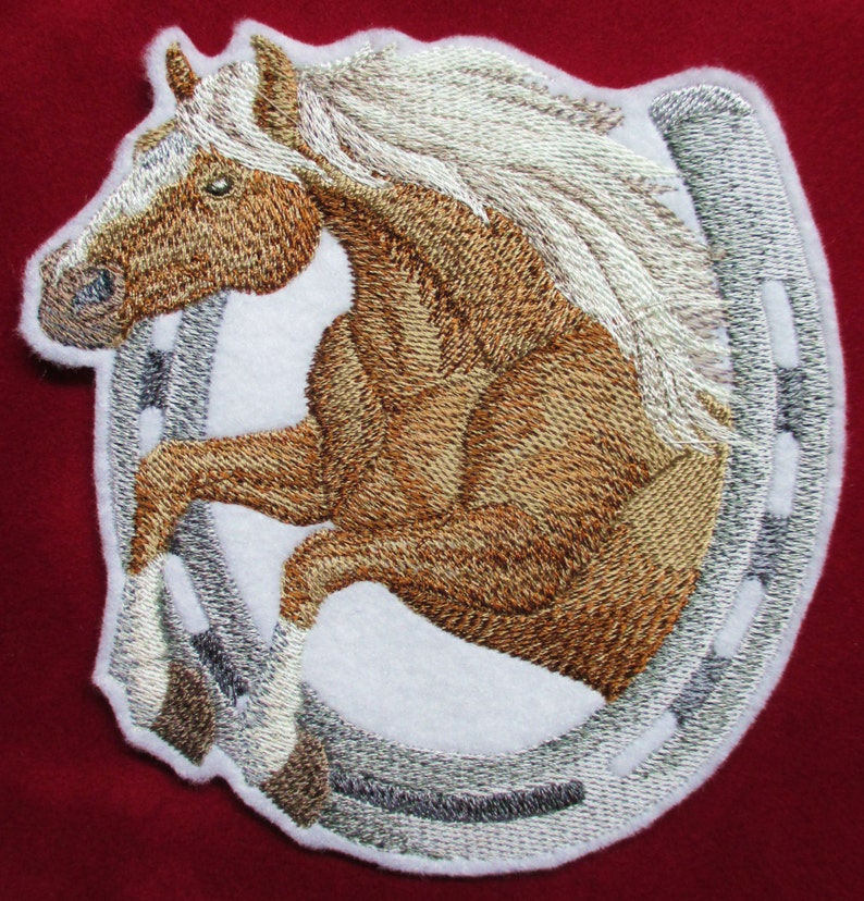 Large Embroidered Horse and Horseshoe Applique Patch Etsy