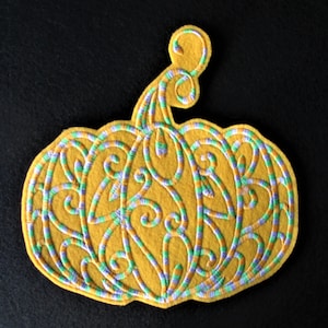XL Embroidered Pumpkin Applique Patch, Iron or Sew On, Pumpkin Patch, Quilts, Pillows, Table Coverings, Special Cotton Thread, Crafts n More
