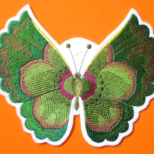 Embroidered Lenten Rose Butterfly in Watercolor, Applique Patch, Home Decor, Crafts, Butterfly, Garden Flower Butterfly, Iron On, Sew On