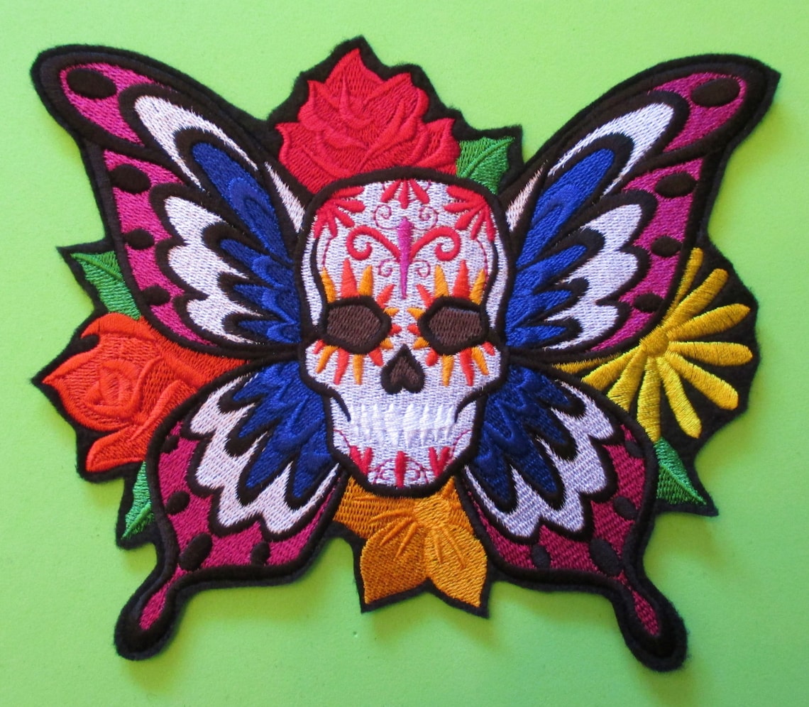 Día de Muertos Bordado Mariposa de la Muerte Alas de Etsy España