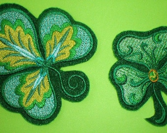 Beautiful Embroidered Iron On Shamrock Appliques for St. Patrick's Day, Irish, Green