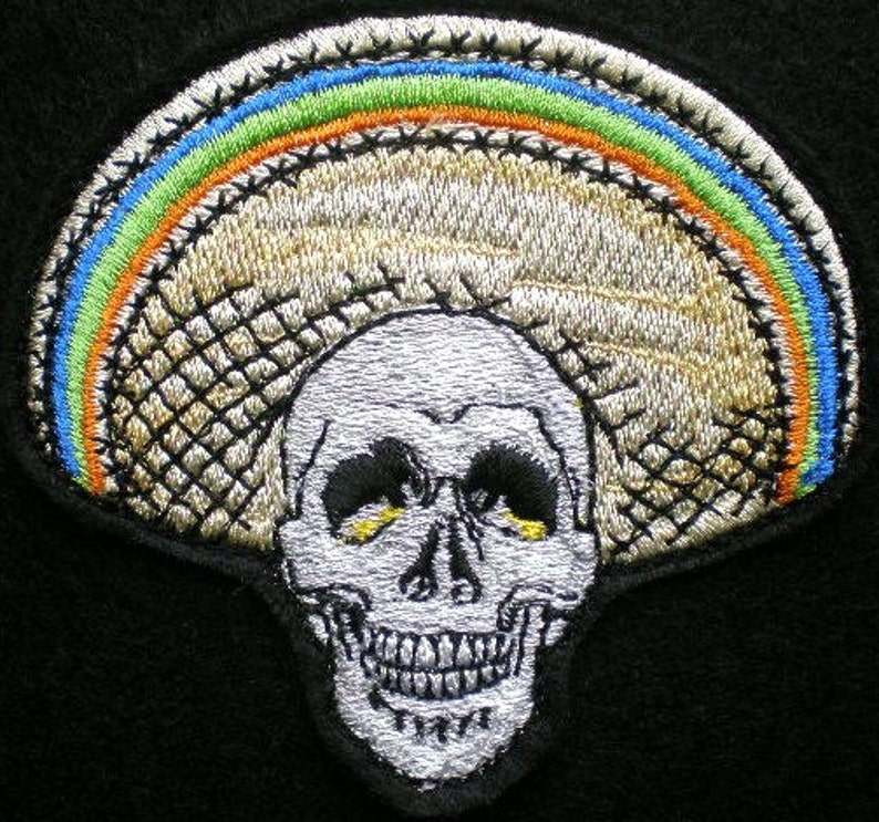 Embroidered day of the dead skull with sombrero iron on  etsy Embroidered day of the dead skull with sombrero iron on  etsy