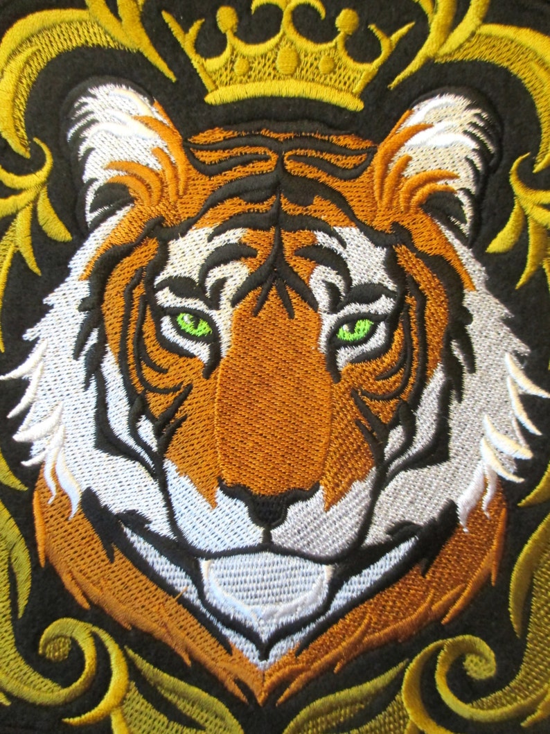 Extra Large Embroidered Applique Patch Regal Tiger In Baroque  Etsy