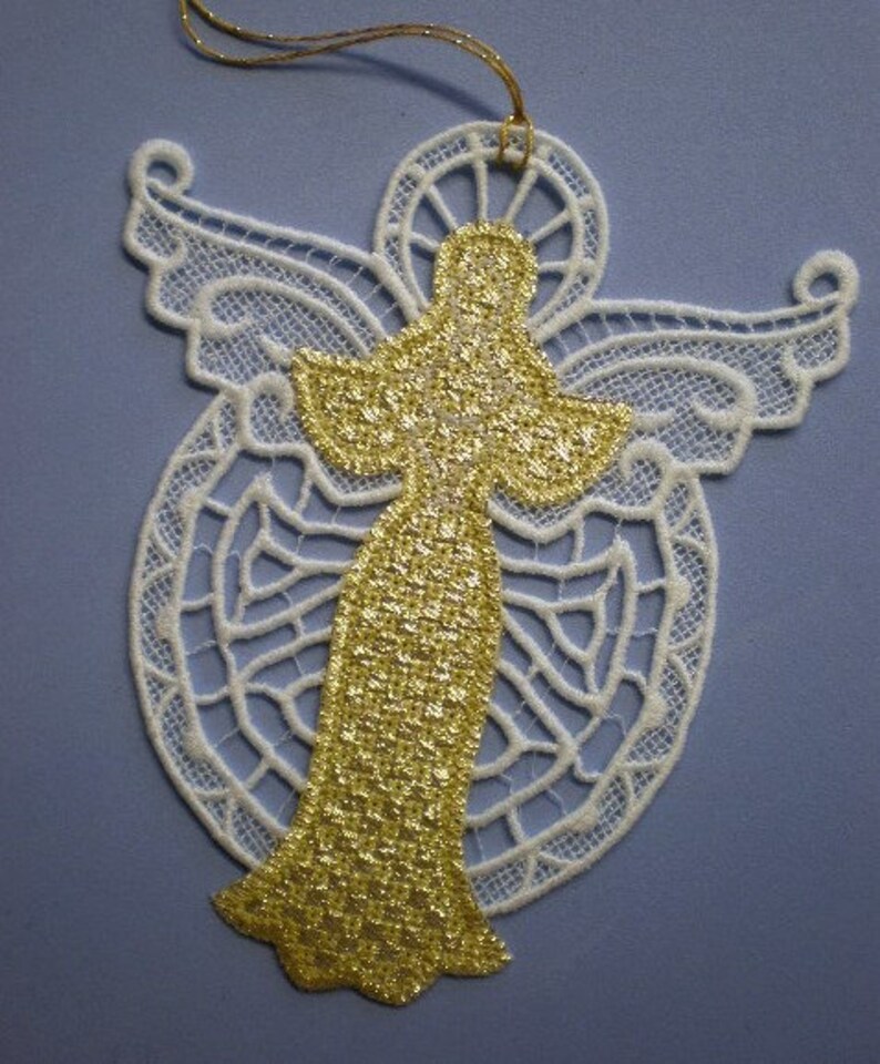 Large Embroidered Lace and Metallic Christmas Angel Ornament - Etsy
