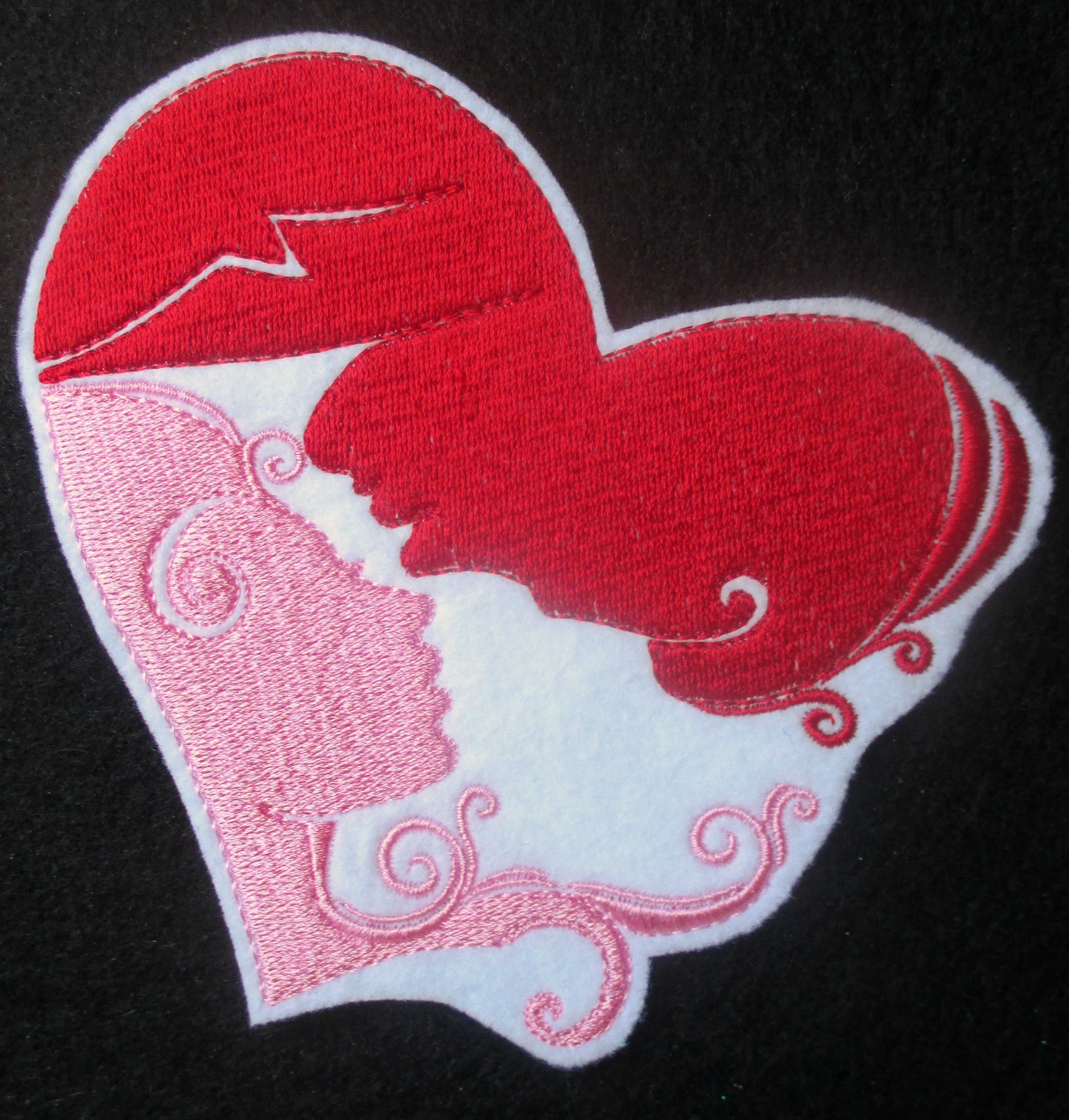 Large Embroidered Valentine Heart With Couples Profile Young Etsy UK