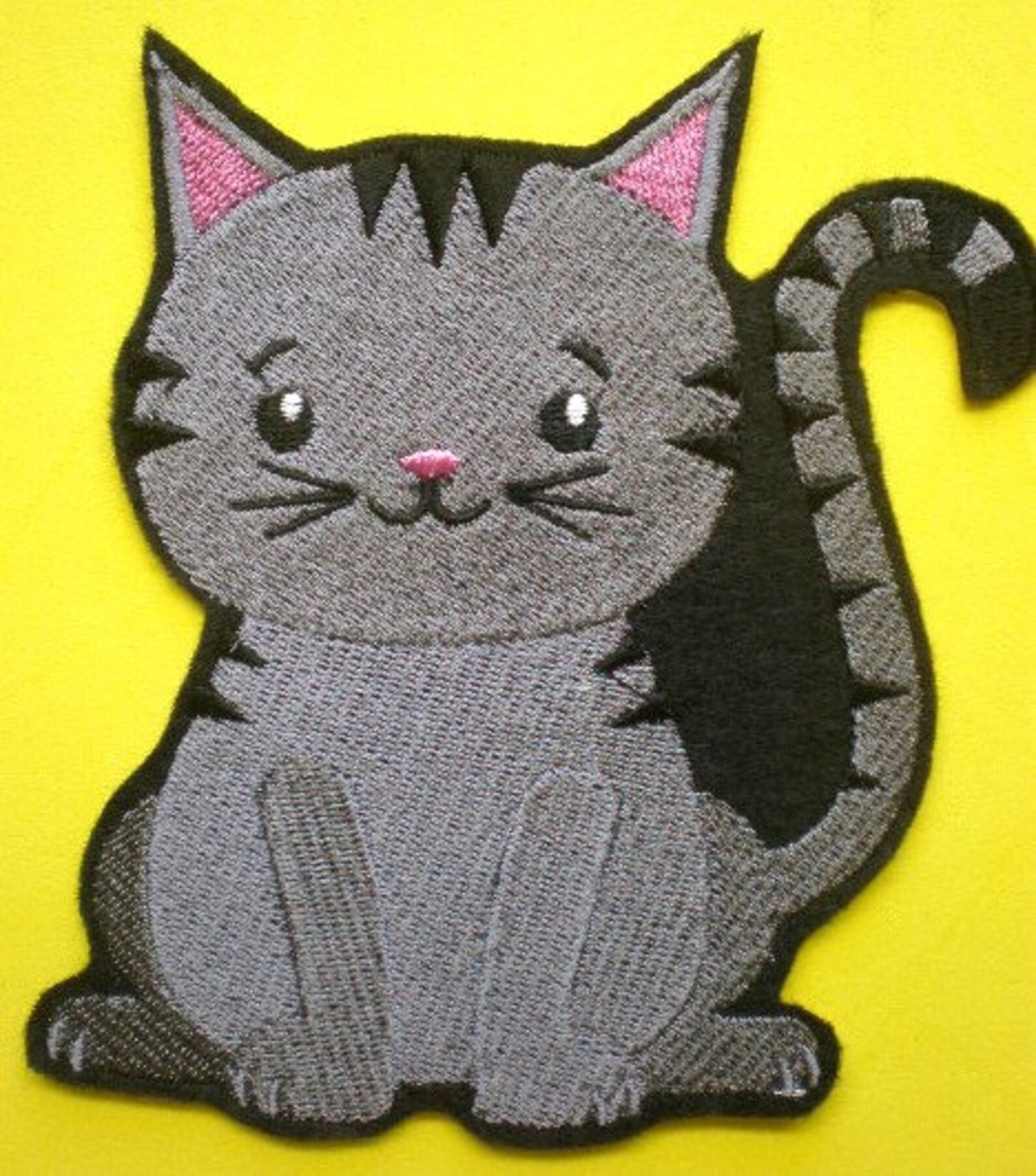 Large Embroidered Iron on Kitty Applique Patch Kitten Cat Etsy