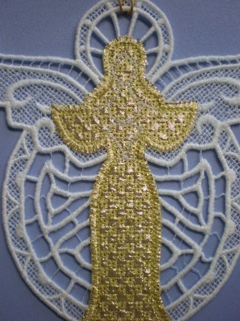 Large Embroidered Lace and Metallic Christmas Angel Ornament - Etsy