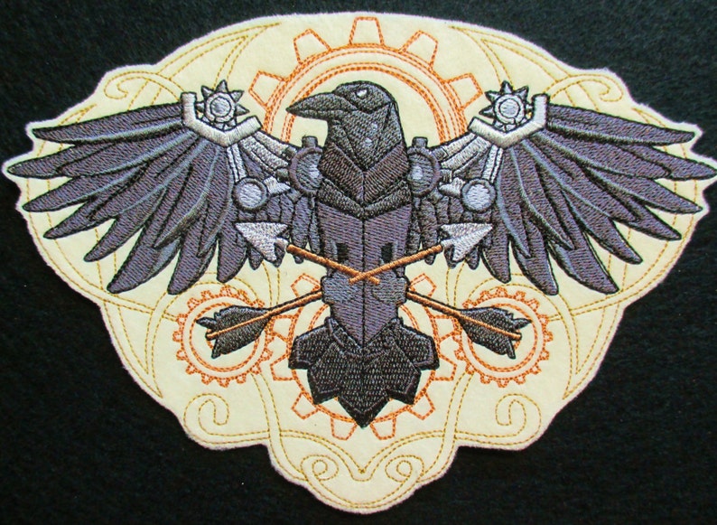 Extra Large Embroidered Western Steampunk Raven Applique Etsy