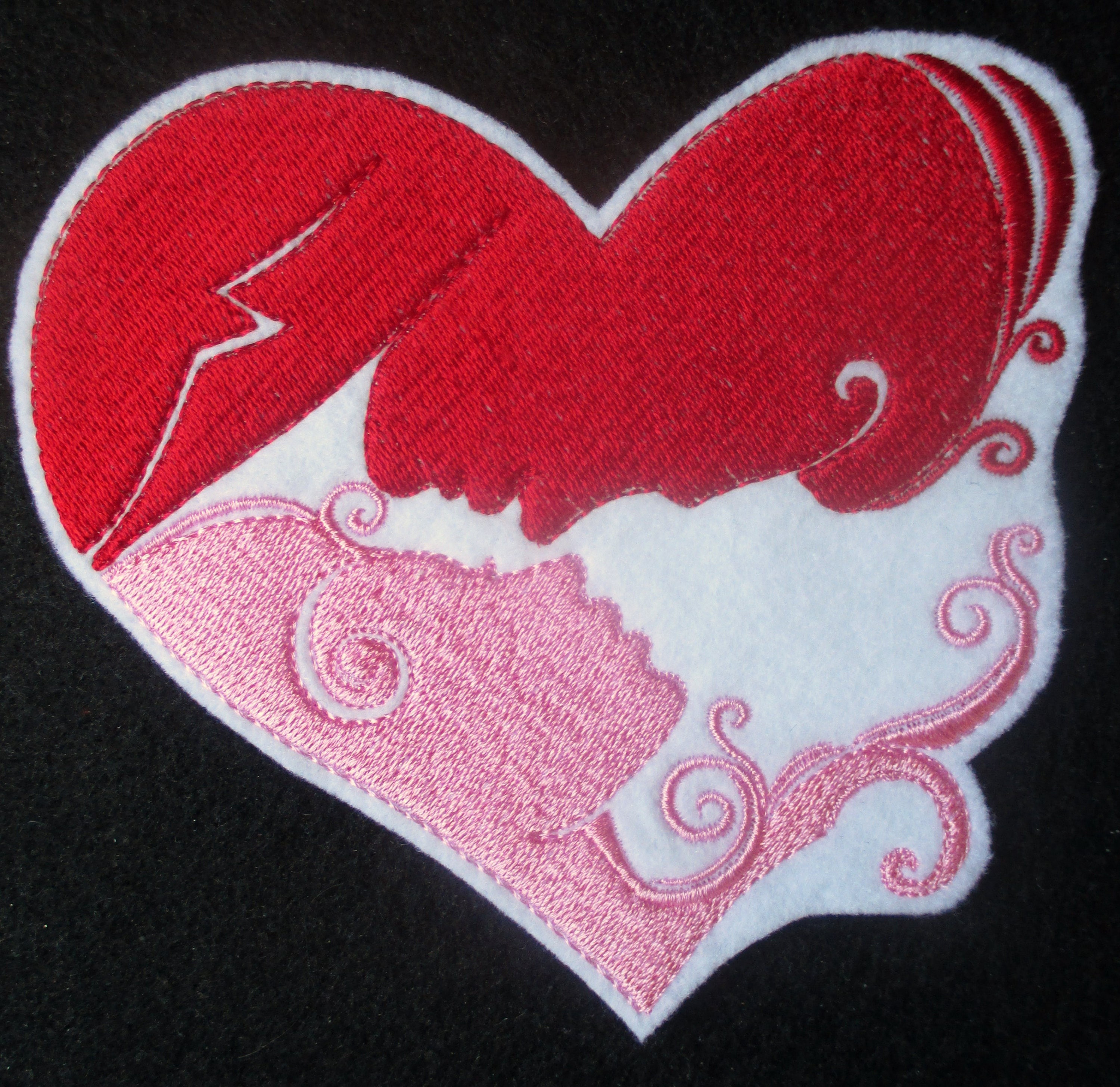 Large Embroidered Valentine Heart With Couples Profile Young Etsy UK