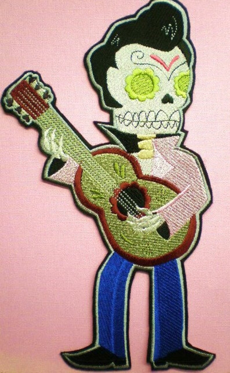 Large 10 34 inch embroidered retro elvis rockabilly skull  etsy Large 10 34 inch embroidered retro elvis rockabilly skull  etsy