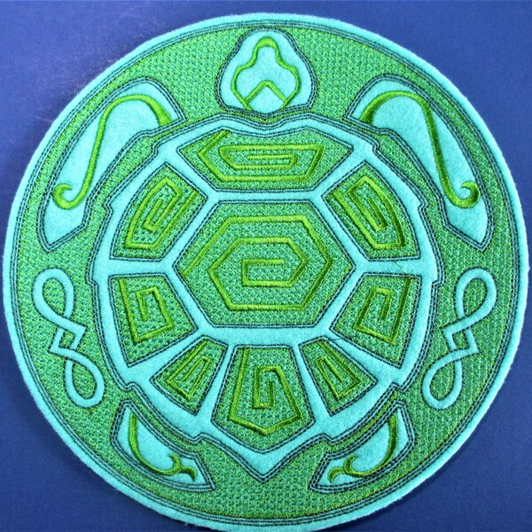 XL Embroidered Turtle Mandala applique Patch, Ocean, Sea, Beach, Summer, for Crafts, Decor, Beach Bags, Wall Art, Clothing and More