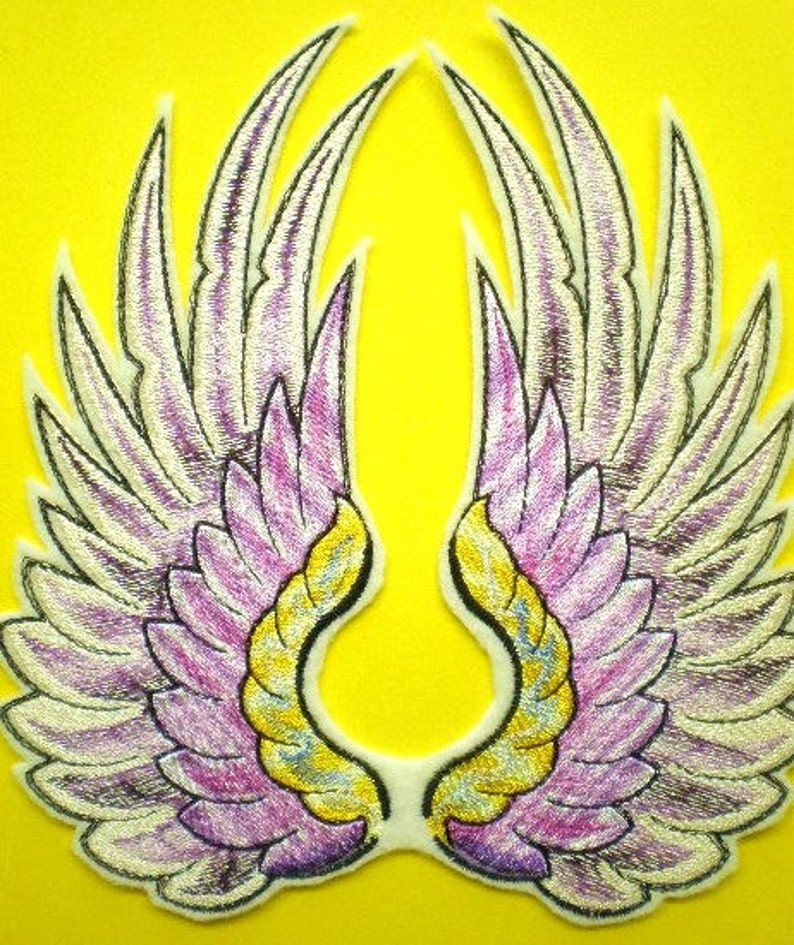 Large Embroidered Angel Wings, Fairy Wings, Wings, Iron On Applique Patch, Heavenly Patch image 3