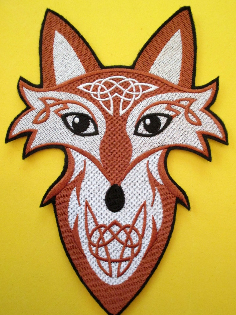 JUMBO Embroidered Celtic Fox Applique Patch Celtic Knot Etsy