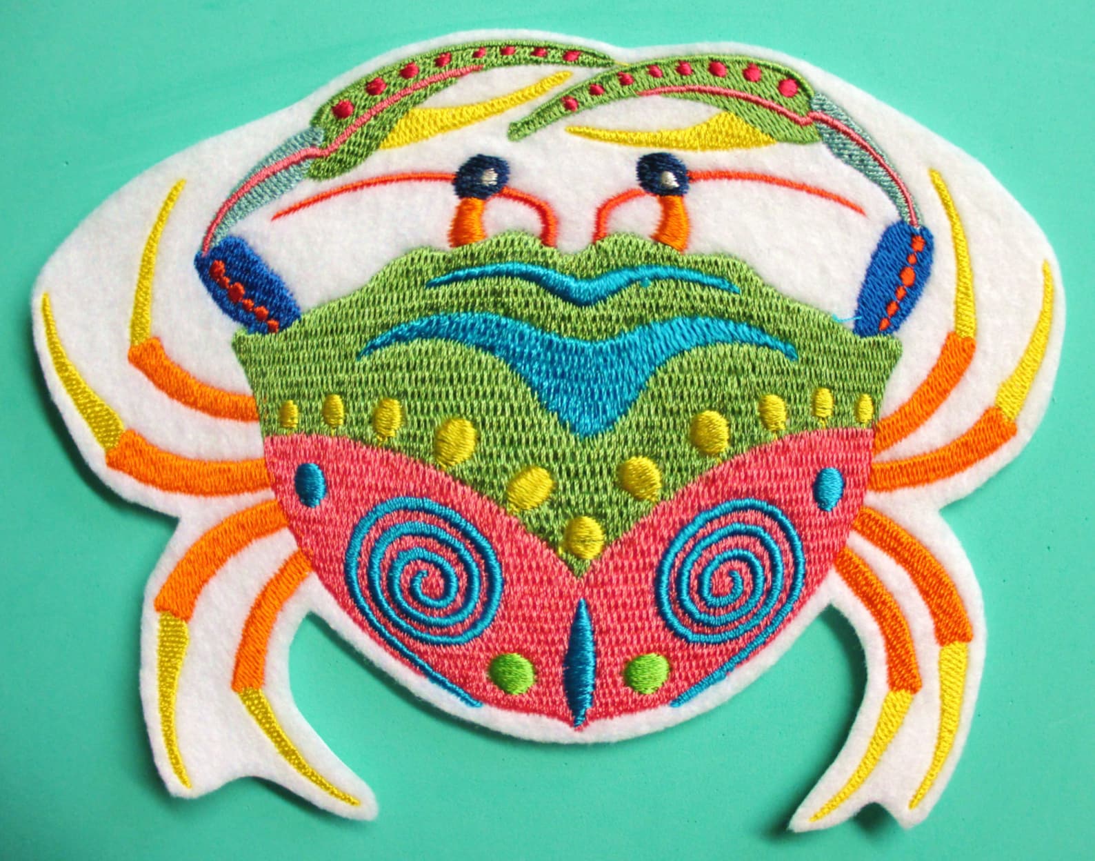 Large Tropical Colored Caribbean Crab Applique Patch Iron On Etsy