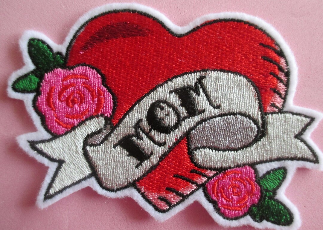 Mom Patch - Tattoo Style Arrow Through Heart, Love, Mother