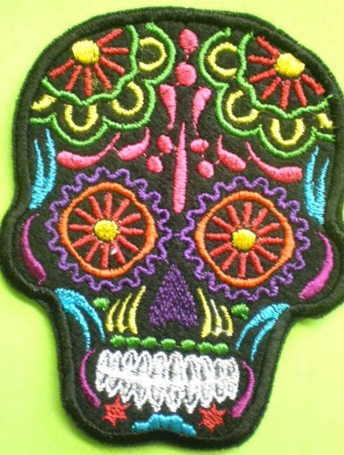 Celtic Skull Iron On Patch – Embroidered Ornamental Skull, Biker Gothic, UK Made
