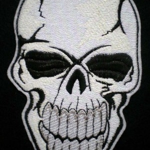Large Embroidered Applique Skull Patch, Skeleton, Day of the Dead, Gothic, Biker, Motorcycle Patch