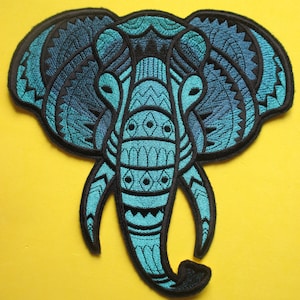 Extra Large Embroidered Elephant Applique Patch, Exquisite Jungle Animal, Biker Patch, Jacket Patch, Iron On or Sew On Patch, Home Decor