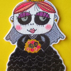 Large Embroidered Day of the Dead Bride Applique Patch, Sugar Skull, Corpse, Bride, Iron On or Sew On, Halloween Costume, Crafts, Sewing
