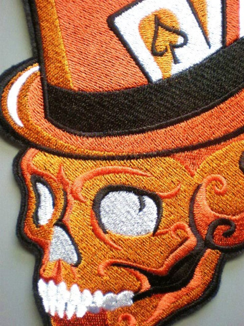 Extra Large Embroidered Tattoo Style Skull Iron On Patch Etsy
