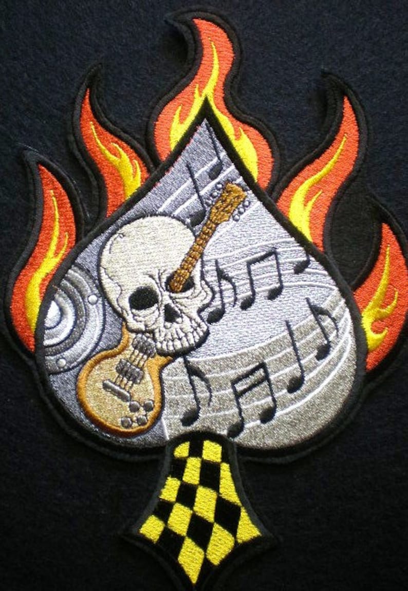 Petsdelite Design 2 Ace of Spades Skull Head Poker Card Metal Tattoo Patch  Motorcycle Bike Iron Patch Sew On Patch Clothes Bag T  Amazonin Baby  Products