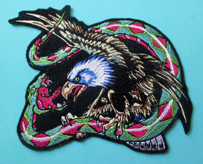 Large Embroidered Eagle and Snake Applique Patch Biker Patch Etsy