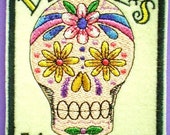 Embroidered Day of the Dead Sugar Skull Iron On Applique Patch, Dia De Los Muertos Patch, Mexico, Mexican, Gothic, Skull Patch