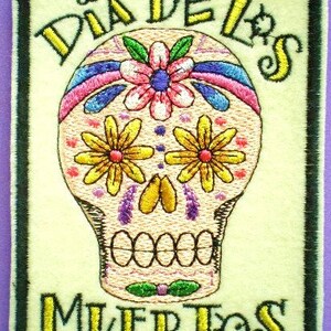 Embroidered Day of the Dead Sugar Skull Iron On Applique Patch, Dia De Los Muertos Patch, Mexico, Mexican, Gothic, Skull Patch
