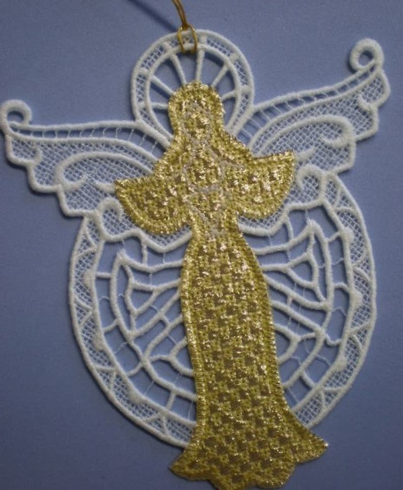 Large Embroidered Lace and Metallic Christmas Angel Ornament - Etsy