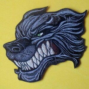 Embroidered Wolf Head Iron On Patch Sew On Embroidery Badge Werewolf Applique - Foto 10