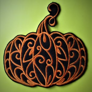 XL Embroidered Pumpkin Applique Patch, Iron On or Sew On, from the Pumpkin Patch, Quilts, Pillows, Home Decor, Wall Art, Crafts and More