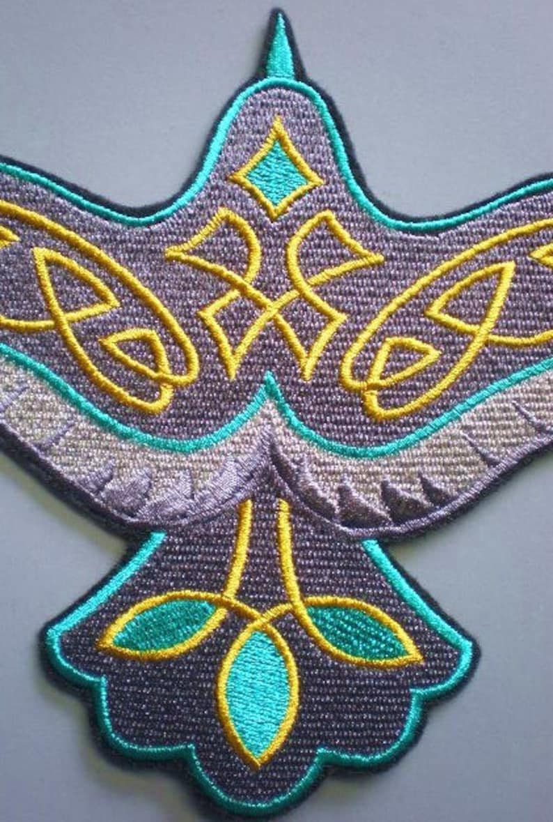Large Embroidered Raven Iron on Applique Patch Celtic Etsy