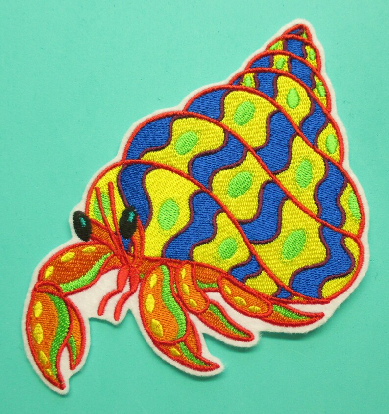 Large Embroidered Caribbean Creature the Hermit Crab Applique Etsy