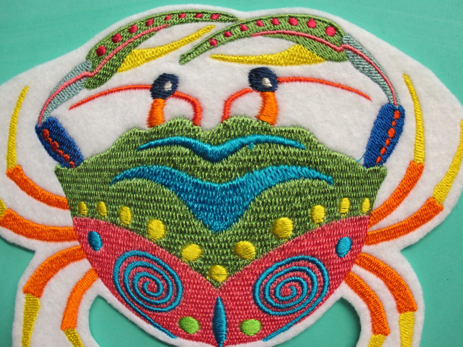 Large Tropical Colored Caribbean Crab Applique Patch Iron On Etsy