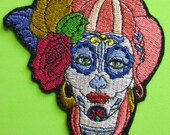 Embroidered Lady Sugar Skull Applique Patch, Day of the Dead, Dia de los Muertos, Iron On Sew On, Hispanic, Mexico, Mexican, Gothic Skeleton