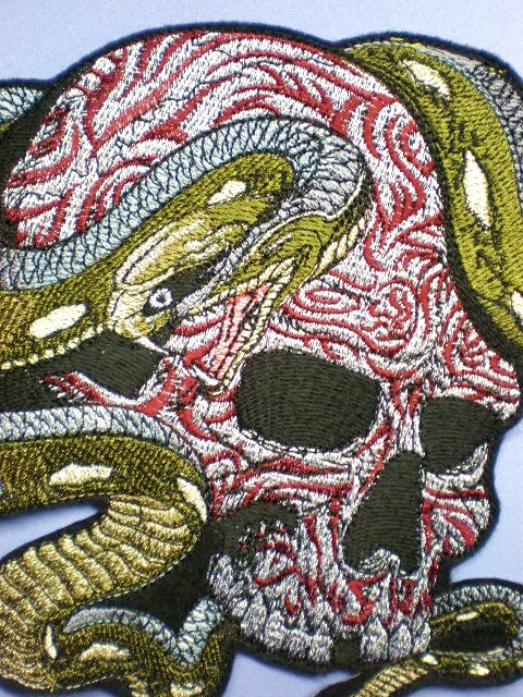 8.29 X 7.67 In. Extra Large Embroidered Skull and Snake Iron | Etsy